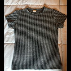 EUC houndstooth gray/black imported top